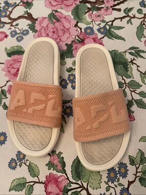 APL Peach Mesh Slide Sandals with Cream Footbed